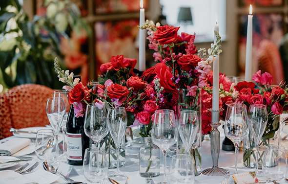 Wedding table with flowers